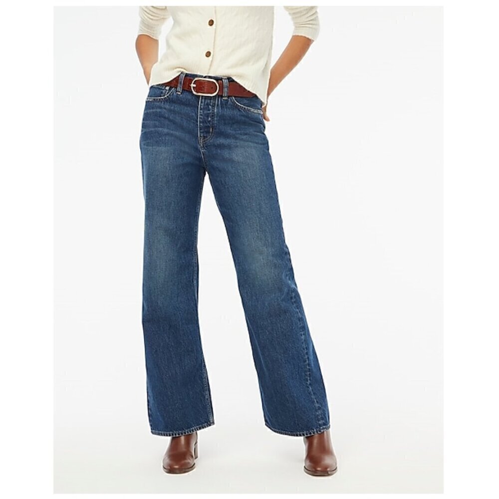 J. Crew Premium Edition Vintage Wide-Leg Jeans Button Fly Size 32 NWT